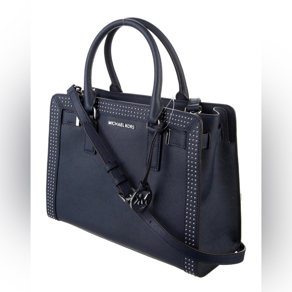 Brand new Michael Michael Kors leather top handle navy bag.
